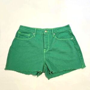 GOOD AMERICAN Denim Cut-off Shorts, Summer Green, Size 8/29
